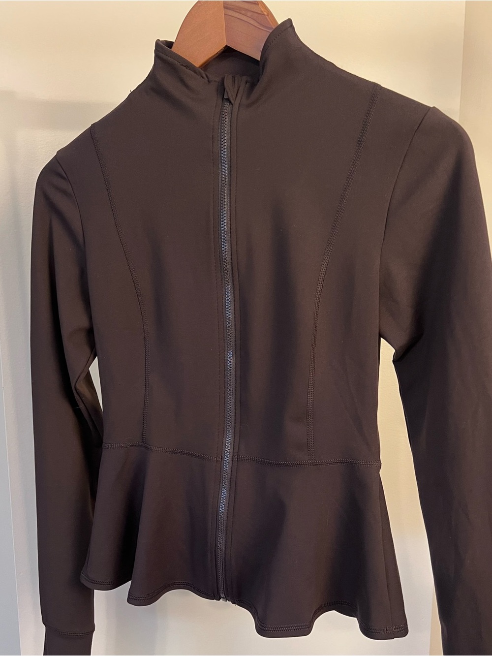 Yogalicious Brown Peplum Zip-Up Jacket